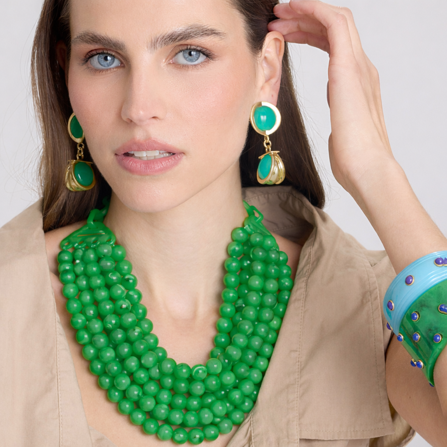 Juliette Multi Strand Jade Resin Necklace