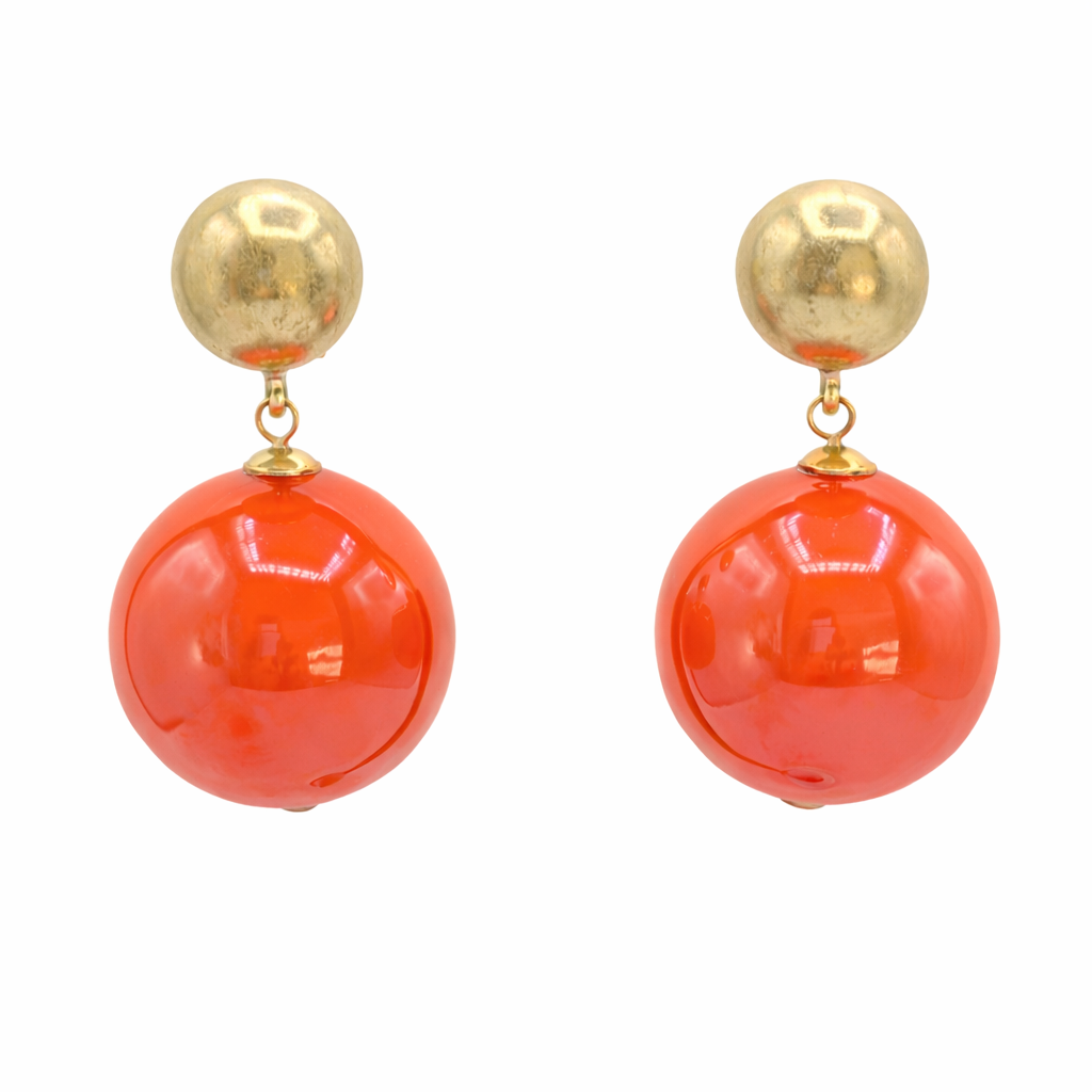 Marylynn Orange Ball Drop Earrings