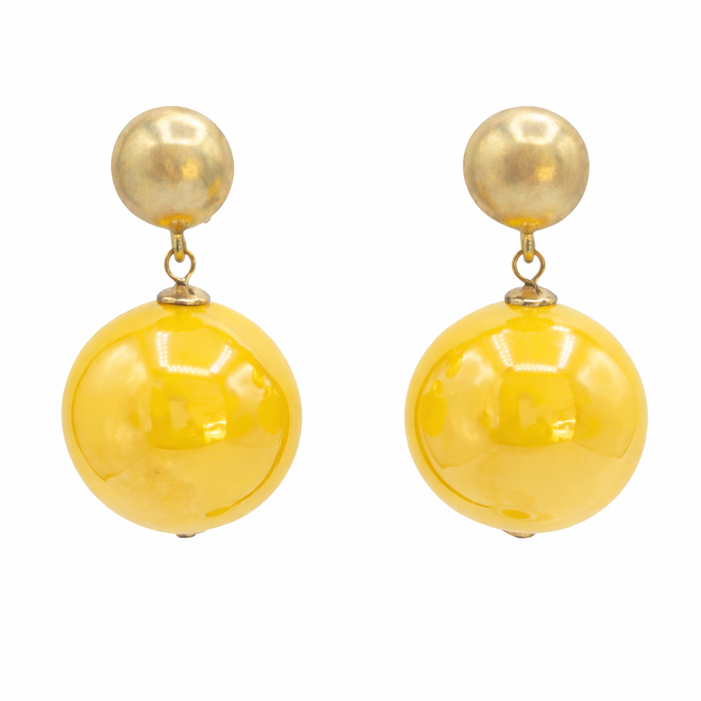 Marylynn Yellow Ball Drop Earrings