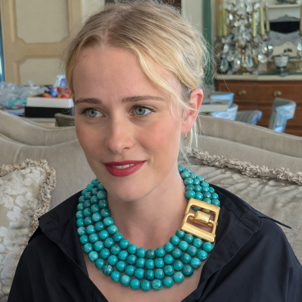 Irena Four Strand Turquoise Resin Bead Nesting Necklace