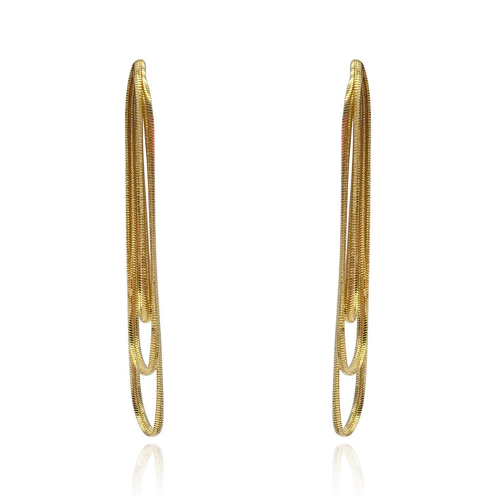 Double Gold Cobra Chain Pierced Earrings