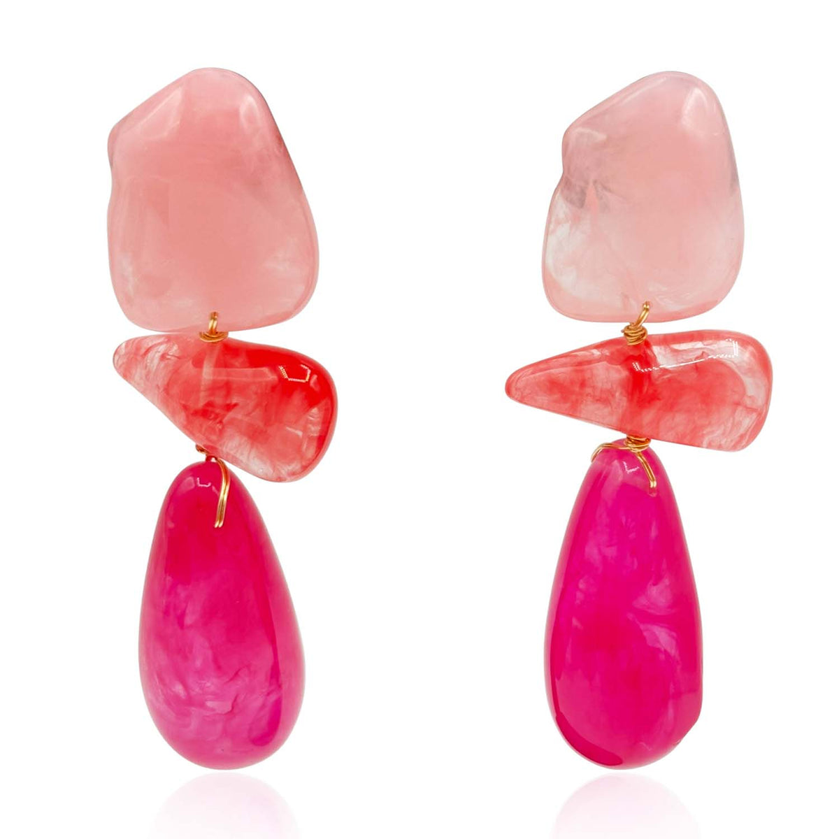 Pink And Orange And Fuschia Rockstar Drop Earrings