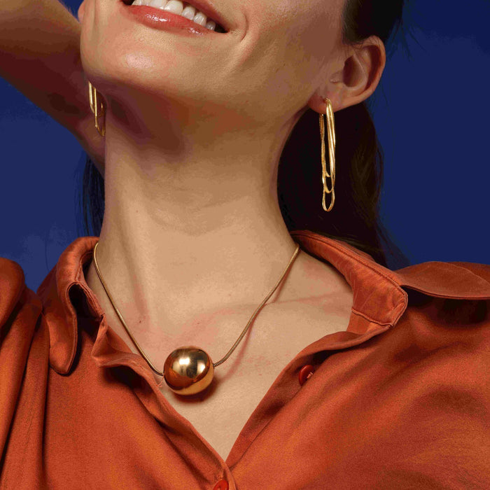 Double Gold Cobra Chain Pierced Earrings