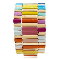 Multi Pastel And Bright Enamel Stretch Three Piece Bracelet Set