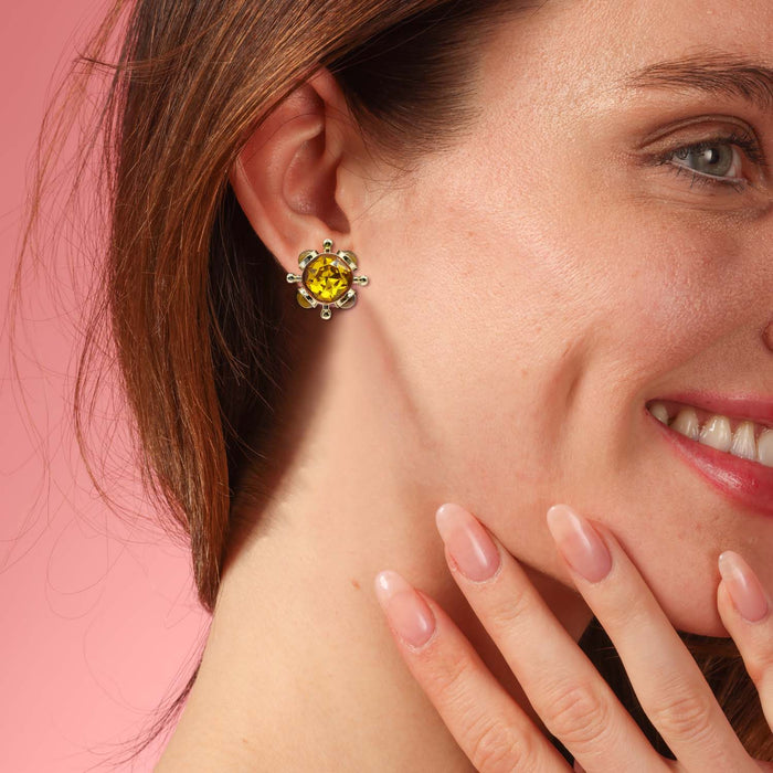 Topaz And Tigereye Sputnik Earrings