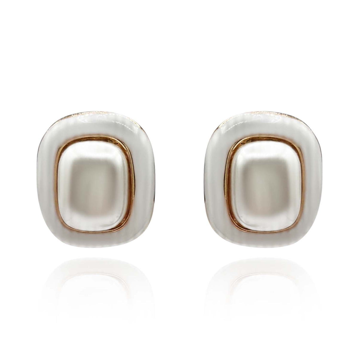 Belle Enamel And Pearl Clip On Earrings