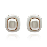 Belle Enamel And Pearl Clip On Earrings