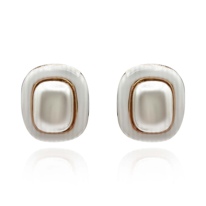 Belle Enamel And Pearl Clip On Earrings