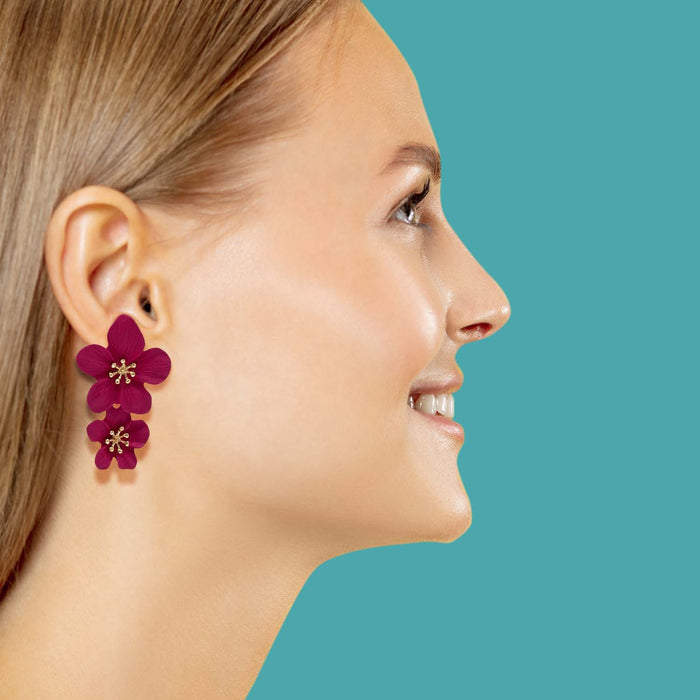Fuschia Floral Earrings
