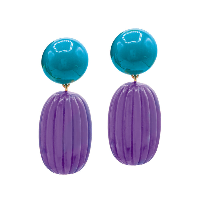 Arabella Turquoise And Purple Resin Pierced Earrings