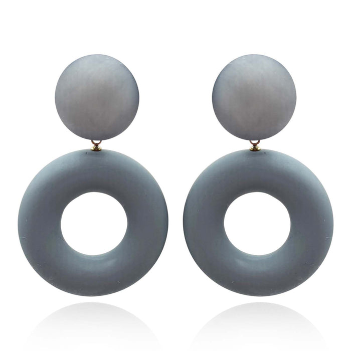 LUCIA FRENCH GREY RESIN AND MATTE RUBBER CLIP DROP EARRINGS