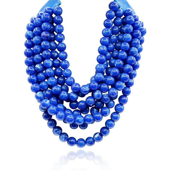 Liliana Lapis Resin Multi Strand Necklace With Vegan Adjustable Clasp