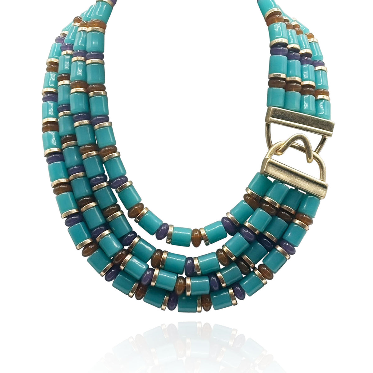 Zita Multi Strand Turquoise Multi Color Resin Necklace