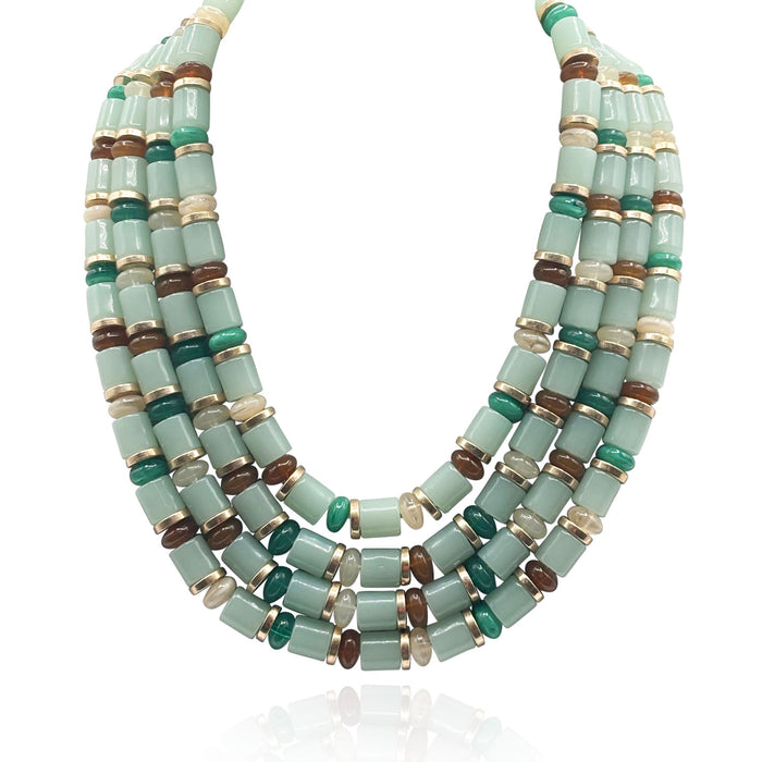 Zita Four Strand Multi Color Jade  Resin Necklace