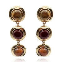 Flora Three Stone Carnelian and Amber Resin Pierced Earrings