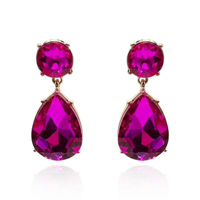 Marina Fuschia Pear Shape Clip On Drops