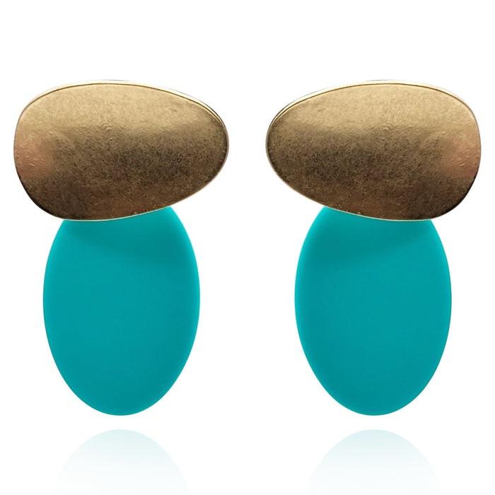 Chiara Worn Gold And Turquoise Pierced Resin Drop Earrings