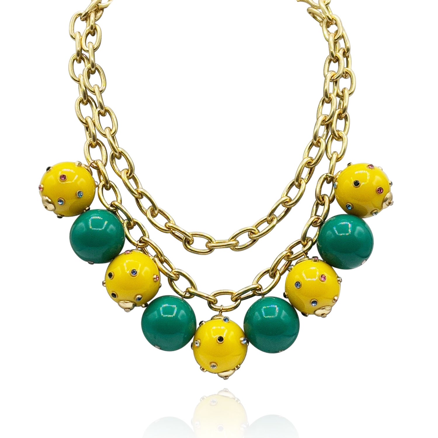 Valentina Studded Amber And Jade Studded Ball Necklace