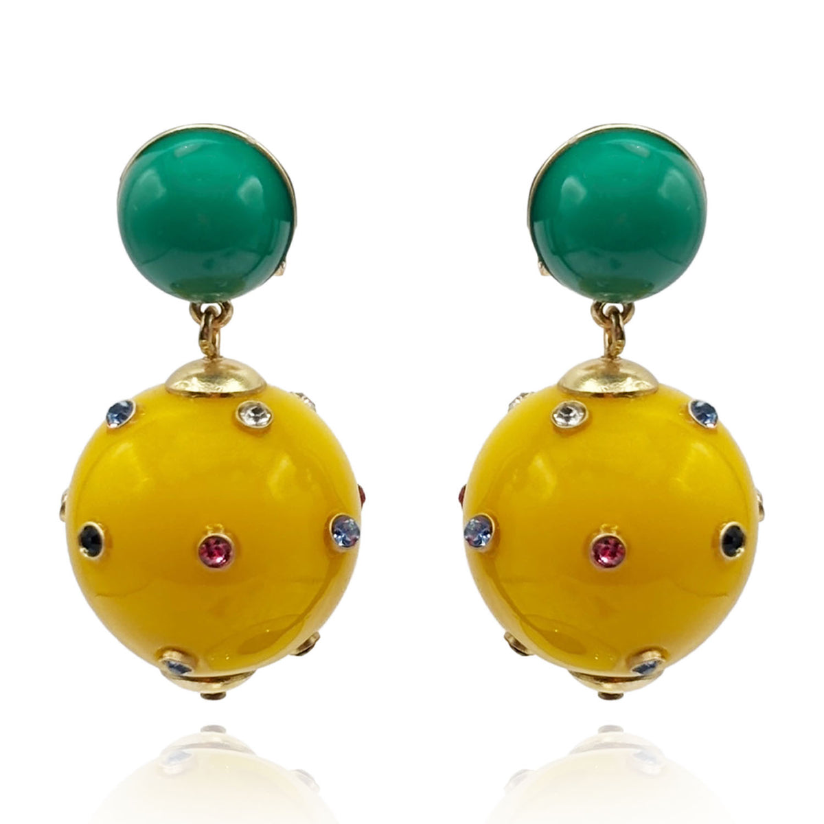 Valentina Jade And Amber Resin Studded Pierced Earrings