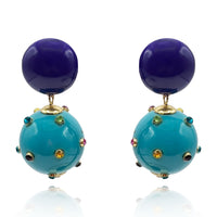 Valentina Purple And Turquoise Resin Studded Pierced Earrings