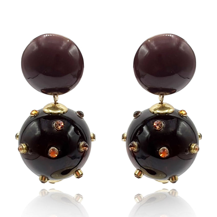 Valentina Tortoise and Tortoise Resin Studded Pierced Earrings