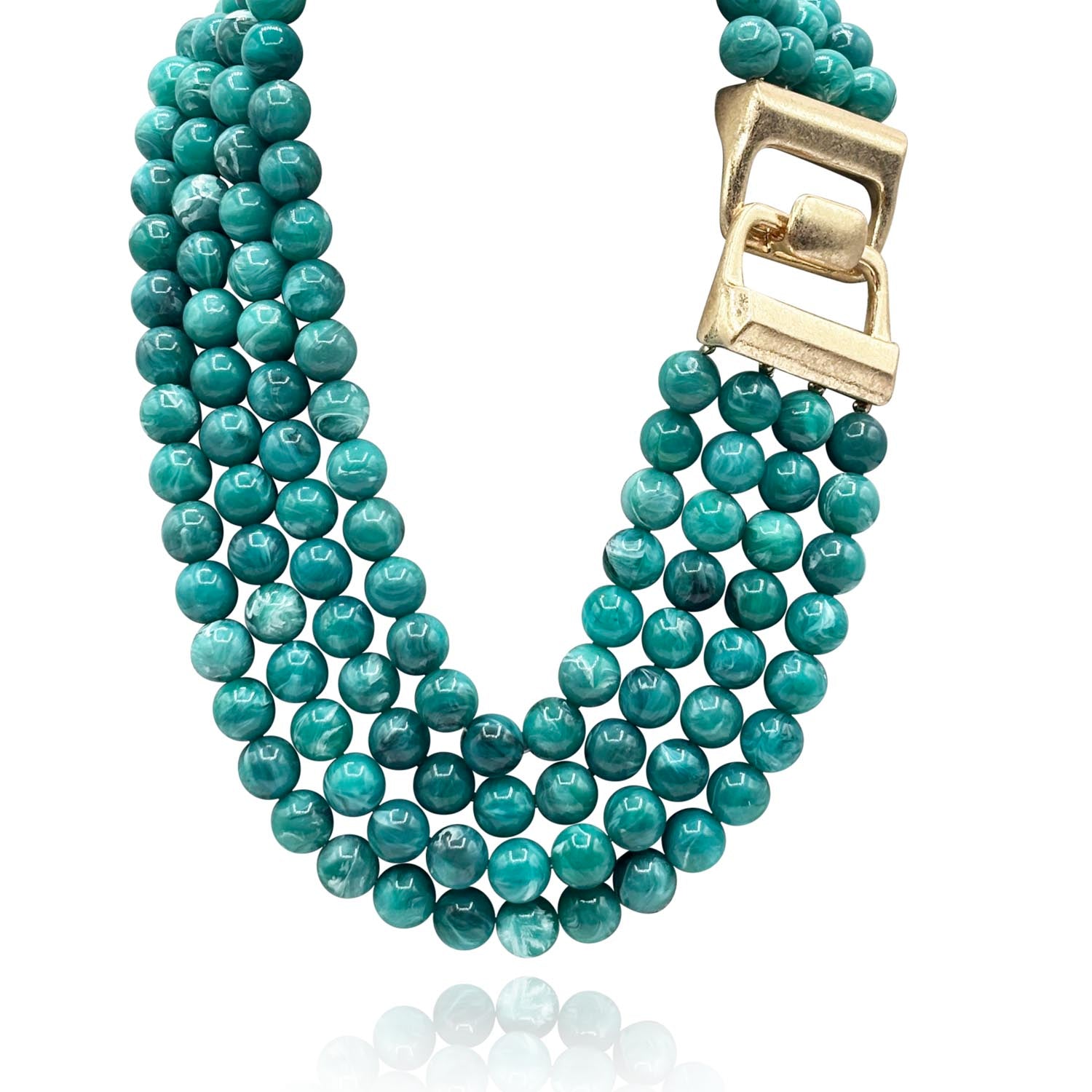 Irena Four Strand Turquoise Resin Bead Nesting Necklace