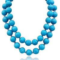 Vicenza Turquoise Carved Sixteen Inches Melon Bead Necklace