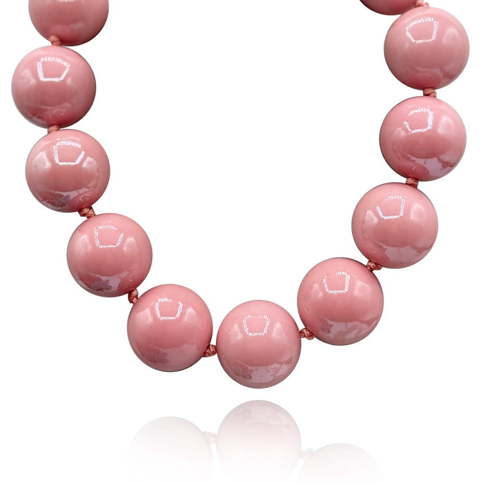 Gumball Pale Pink Coated Resin Knotted Necklace