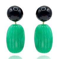 Arabella Black Onyx And Jade Resin Clip Earrings