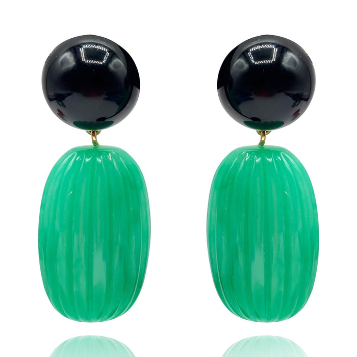 Arabella Black Onyx And Jade Resin Clip Earrings