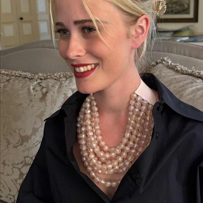 Sabina Multi Strand Faceted Light Pink Resin Beaded Necklace