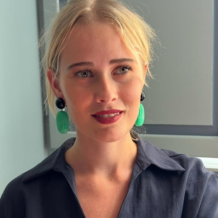 Arabella Black Onyx And Jade Resin Clip Earrings