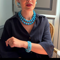 Rosa Turquoise And Black Lapis Resin Bangle