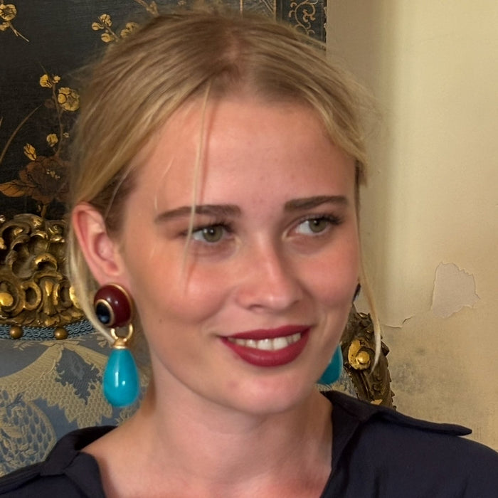 Charlotte Brown And Turquoise Resin Pierced Removable Drop