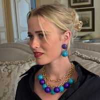 Valentina Studded Turquoise And Purple Studded Ball Necklace