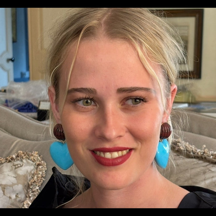 Amour Carved Tortoise Clip Resin With Turquoise Heart Drop