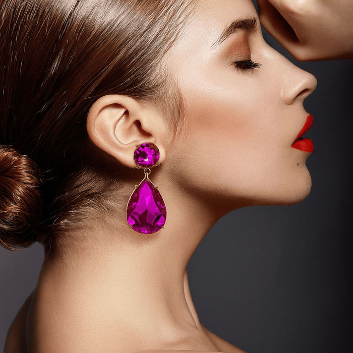 Marina Fuschia Pear Shape Clip On Drops