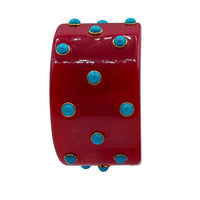 Bella Red Carnelian Bangle With Turquoise Resin Stones