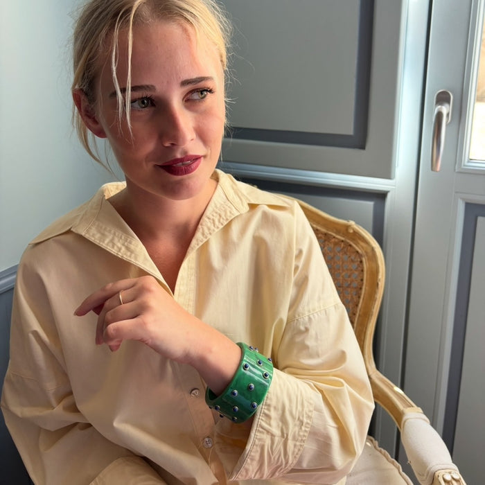 Bella Malachite Bangle With Turquoise Resin Stones