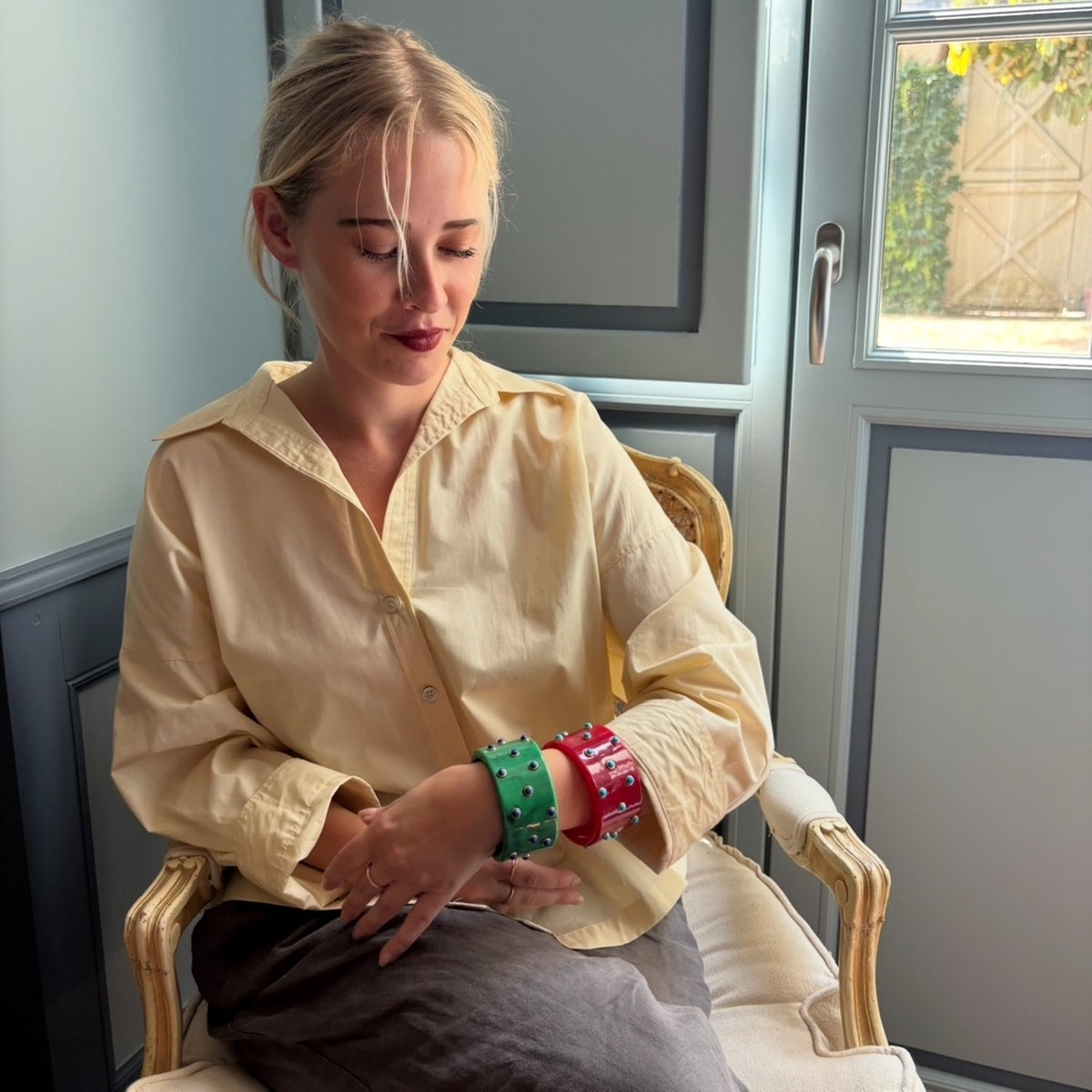 Bella Red Carnelian Bangle With Turquoise Resin Stones