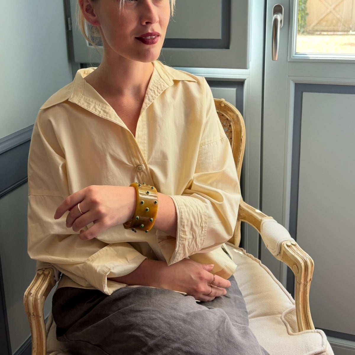 Bella Resin Malachite Bangle With Turquoise Resin Stones