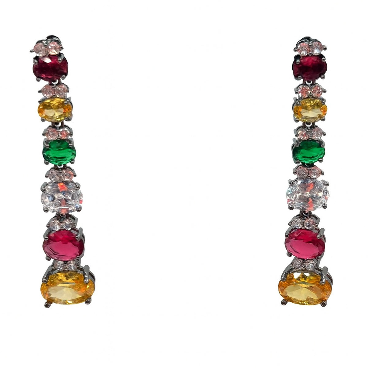Rosa Multi Color Cubic Zirconium Pierced Drop Earrings