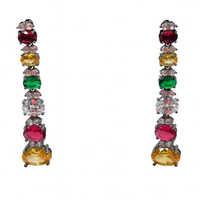Rosa Multi Color Cubic Zirconium Pierced Drop Earrings