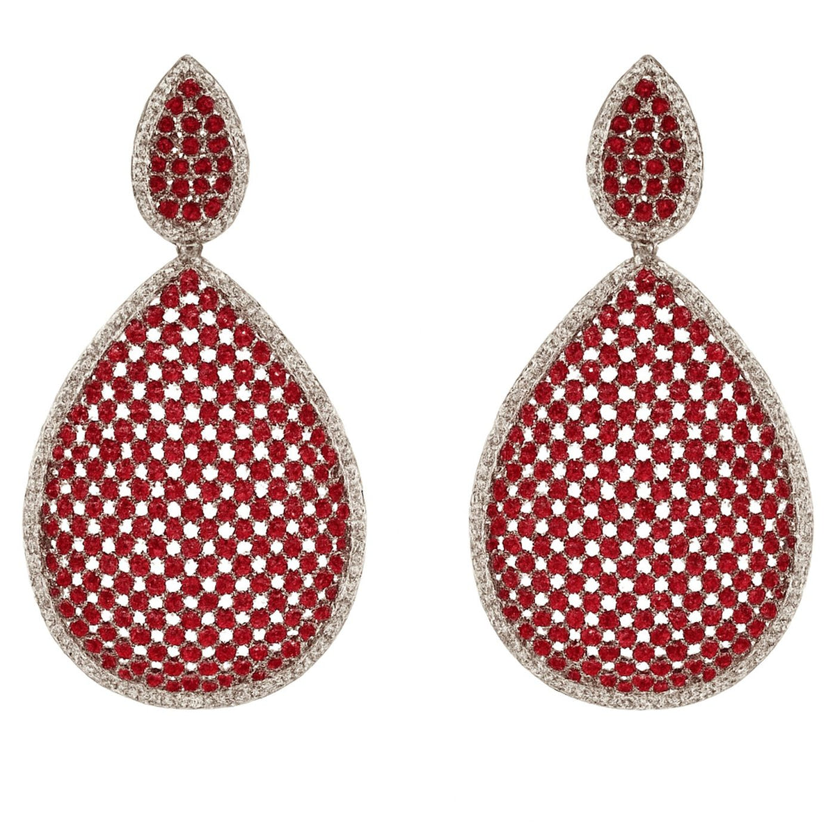 Angela Ruby And Diamond Cubic Zirconium Pierced Earrings