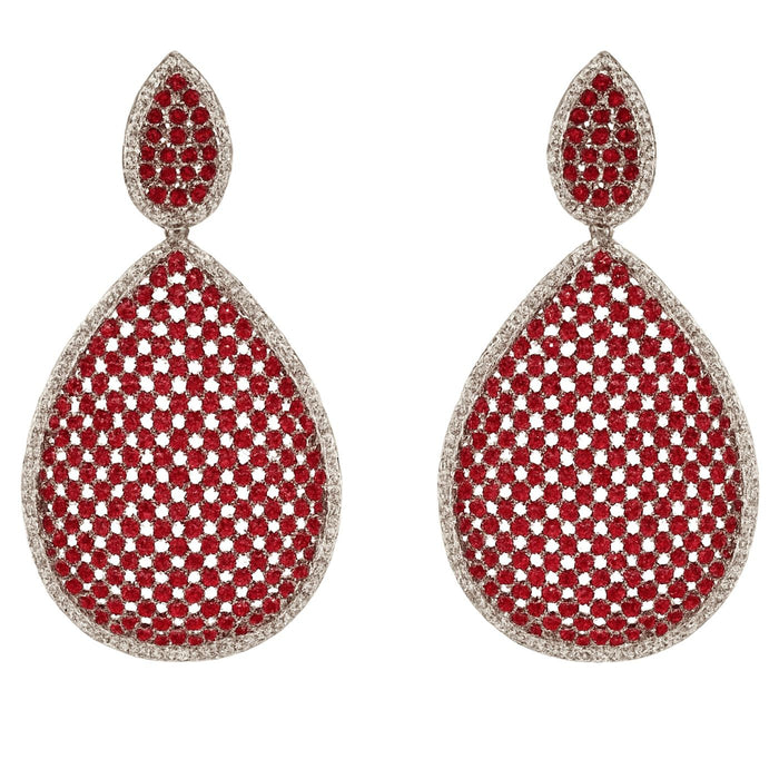 Angela Ruby And Diamond Cubic Zirconium Pierced Earrings