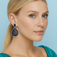 Angela Sapphire And Diamond Cubic Zirconium Pierced Earrings