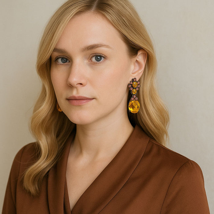 Ingrid Topaz Crystal and Cubic Zirconium Drop Pierced Earrings