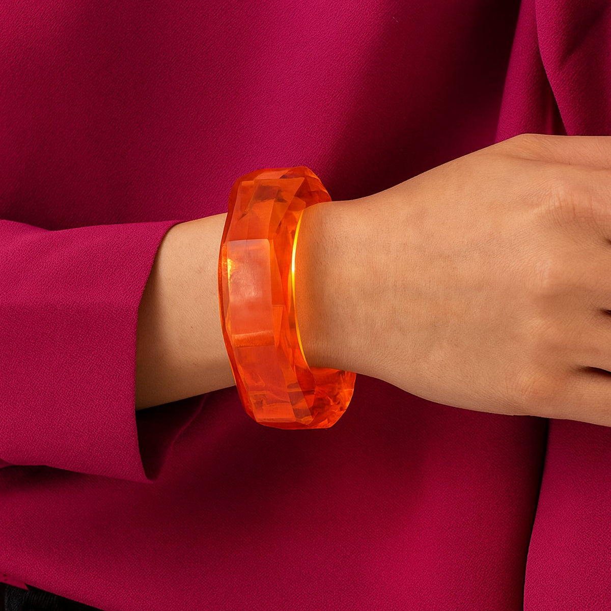 Susanna Orange Faceted Acrylic Bangle