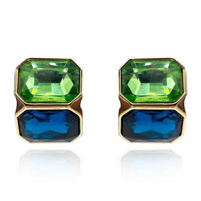 Peridot And Sapphire Double Stone Clip Earrings