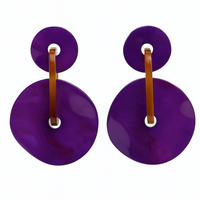 GRETA DOUBLE DISC PURPLE RESIN DROP EARRINGS